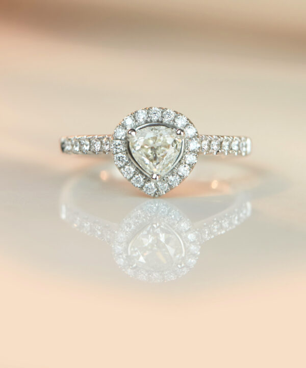 0.45ct G VS1 Pear Brilliant Cut Diamond Halo Ring