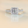 0.33ct F VVS2 Asscher Cut Diamond Halo Ring