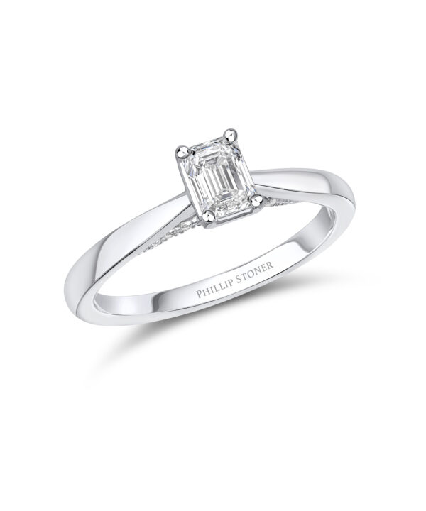 0.41ct F VS1 Emerald Cut Diamond Solitaire Ring