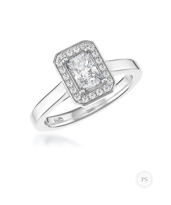 0.41ct E VS Radiant Cut Diamond Halo Ring - Image 3