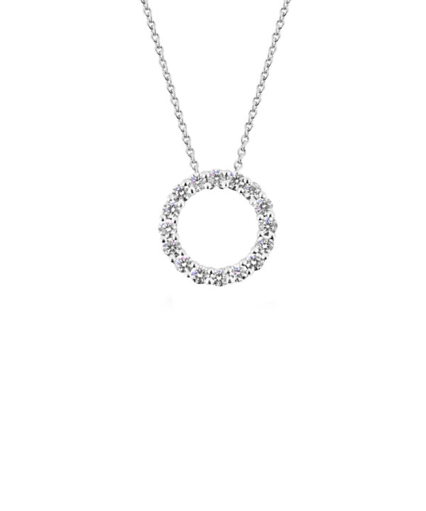 0.49ct Diamond Circle Pendant – 18ct White Gold