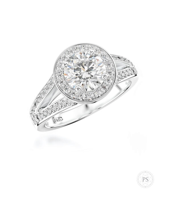 0.50ct E VS2 Round Brilliant Diamond Halo Ring - Image 2