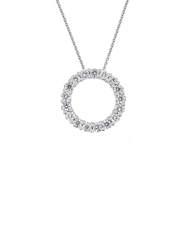 0.76ct Diamond Circle Pendant – 18ct White Gold