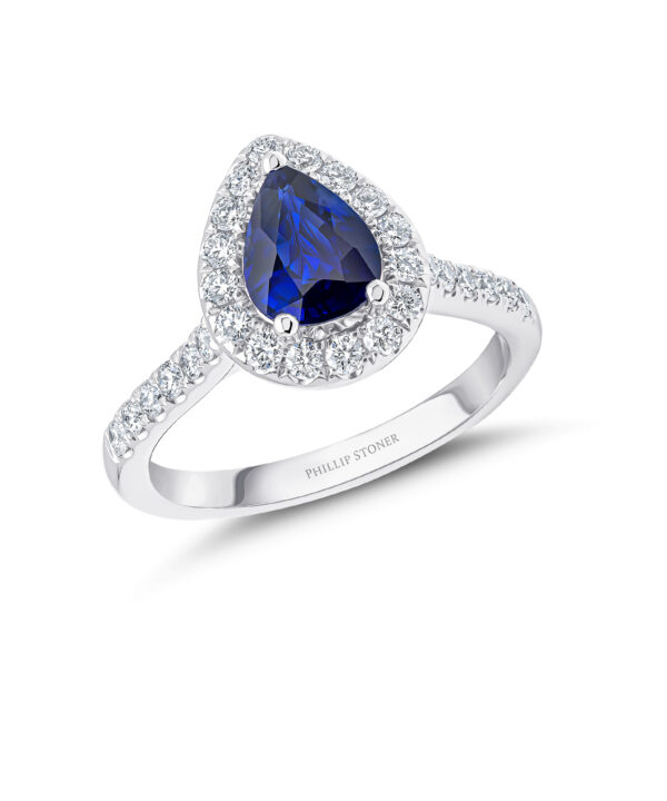 1.31ct Pear Sapphire & Diamond Cluster Ring