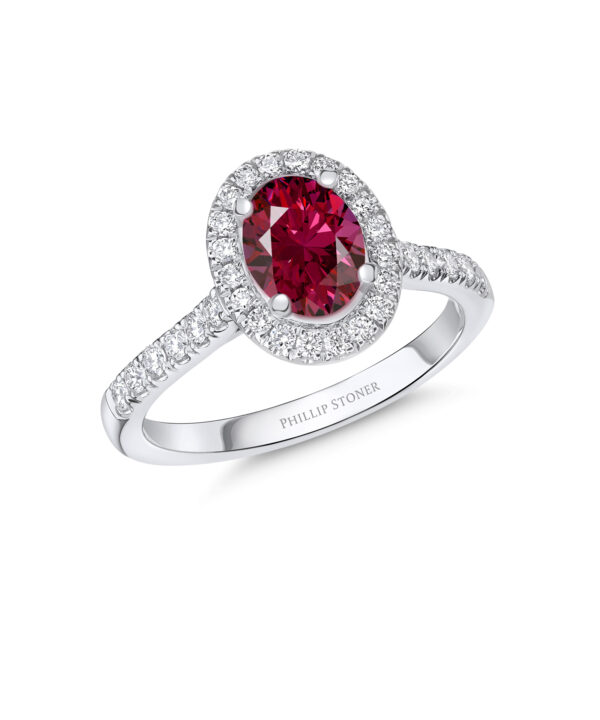 1.55ct Ruby & Diamond Halo Ring