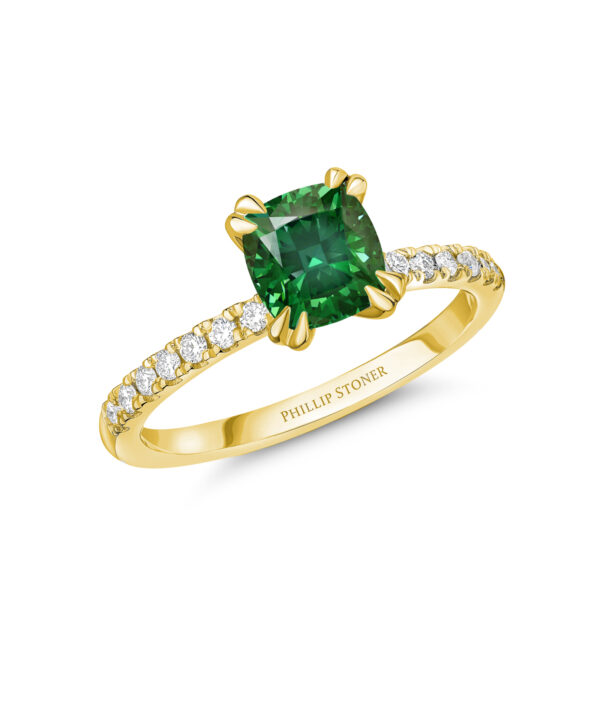 Green Tourmaline & Diamond Nova Ring