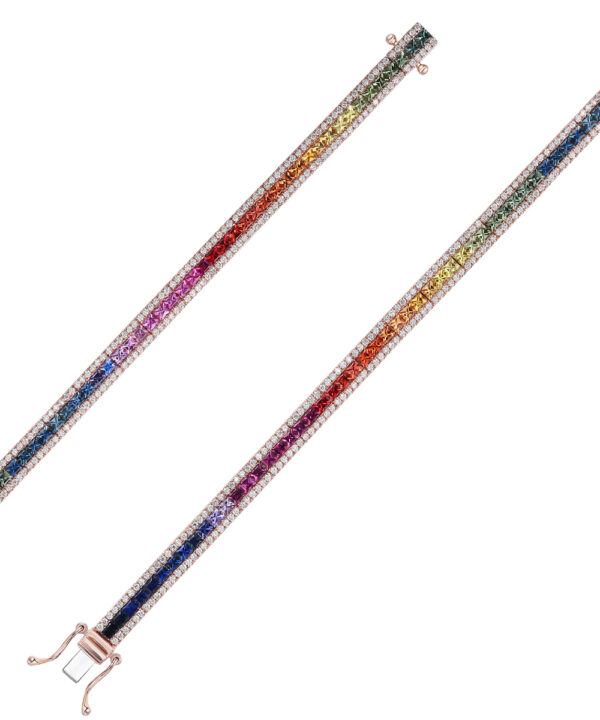 Rainbow Sapphire Line Bracelet – 18ct Rose Gold