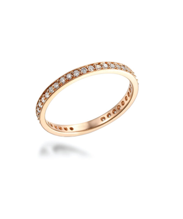 Round Brilliant Cut Full Pavé-Set Diamond Band – 18ct Rose Gold - Image 2