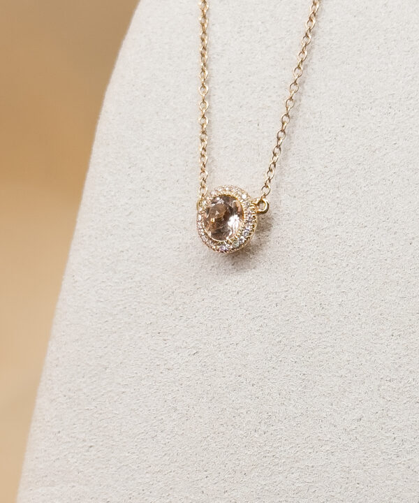 Morganite & Diamond Rose Gold Pendant