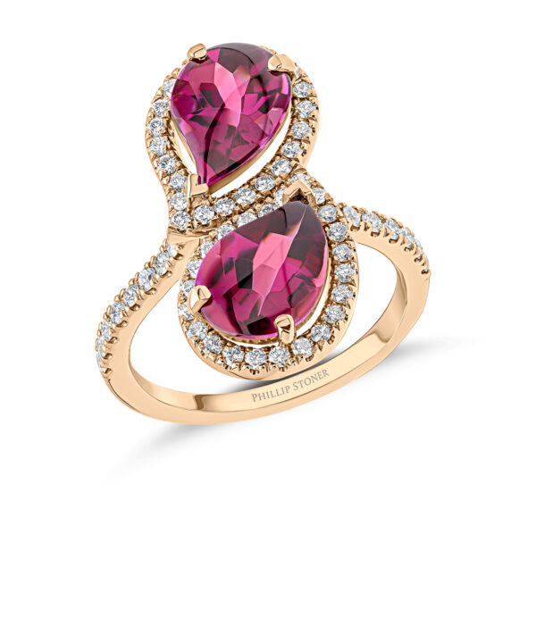 Rhodolite & Diamond Paisley Cabochon Ring