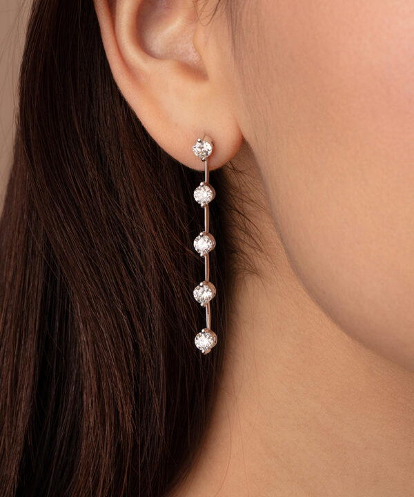 Station Long Diamond Drop Earrings - Image 2