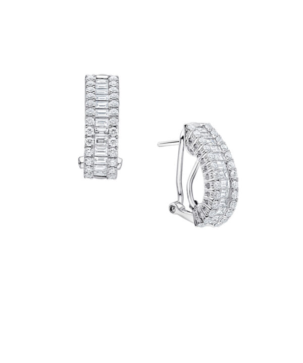 Baguette & Round Brilliant Diamond Earrings