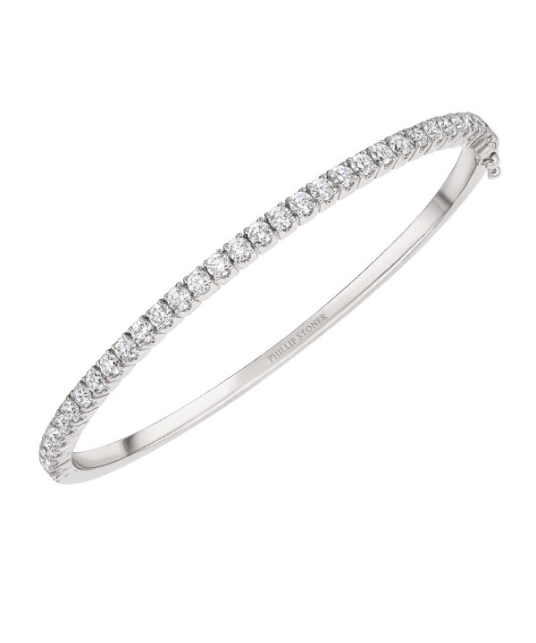 Diamond Line Bangle – 18ct White Gold