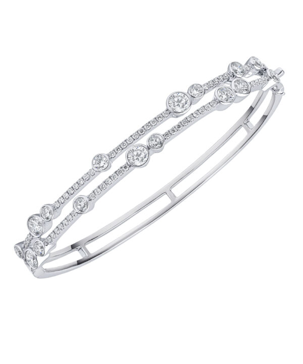 Cascade Diamond Set Bangle – 18ct White Gold