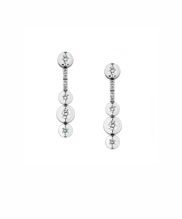 Duet Round Diamond Encrusted Drop Earrings