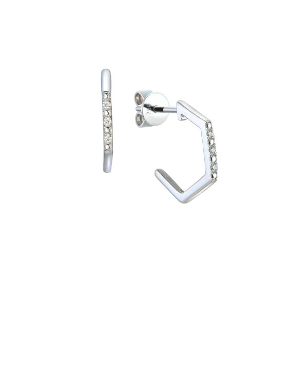 Geometric Diamond Hoop Earrings – 18ct White Gold