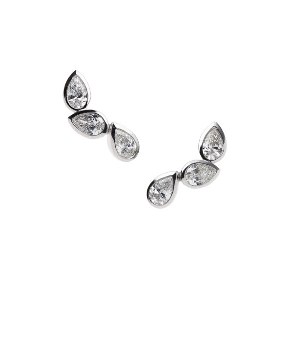 Pear Cut Diamond Ear Climbers