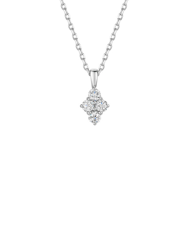 Four Stone Diamond Cluster Pendant – 18ct White Gold