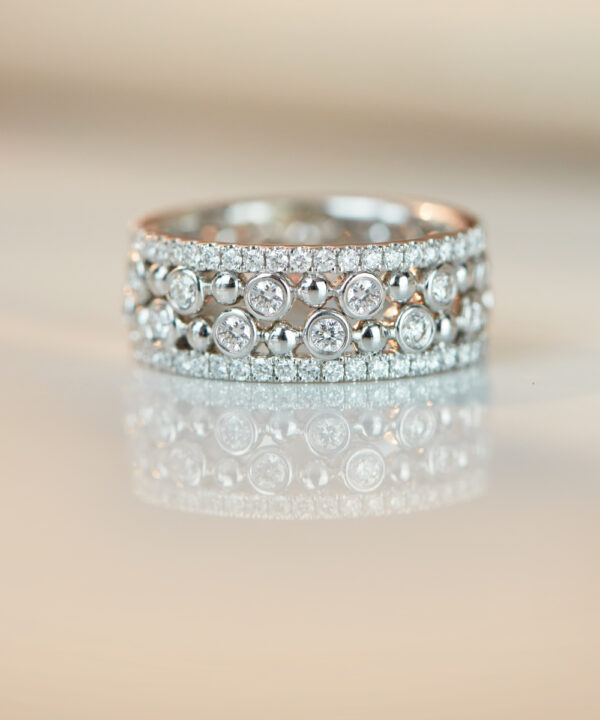 Pair of Beaded Diamond Stacking Rings