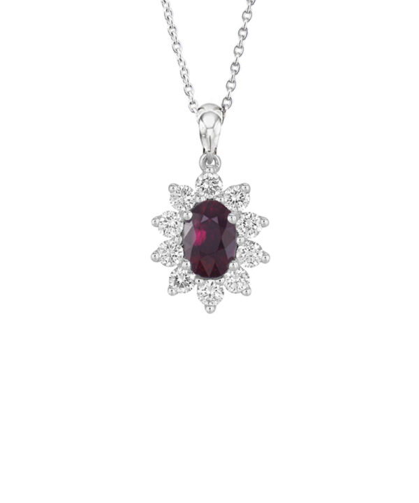 Ruby & Diamond Cluster Pendant