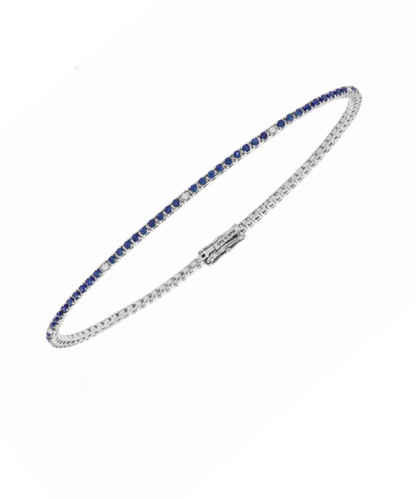 Sapphire & Diamond Line Bracelet – 18ct White Gold