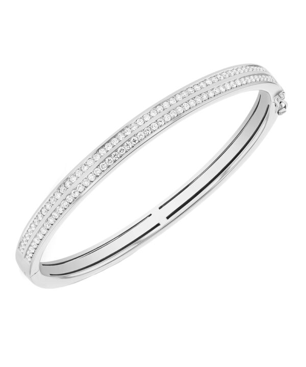 Two-Row Pavé Set Diamond Bangle – 18ct White Gold