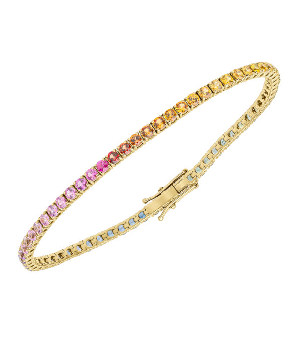 Rainbow Sapphire Line Bracelet – 18ct Yellow Gold