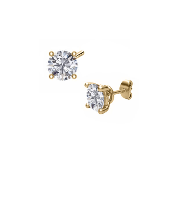 Round Brilliant Lab Grown Diamond Stud Earrings – 18ct Yellow Gold