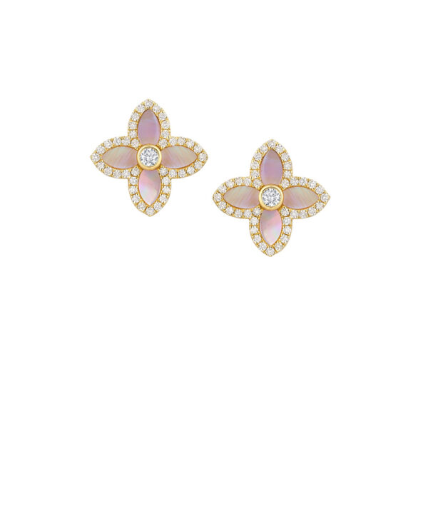 Mother of Pearl & Diamond Alhambra Earrings