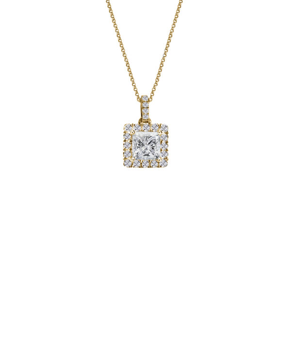 0.39ct Princess Cut Diamond Halo Pendant