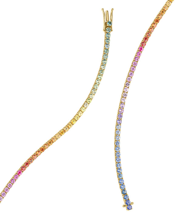 Rainbow Sapphire Line Bracelet – 18ct Yellow Gold - Image 2