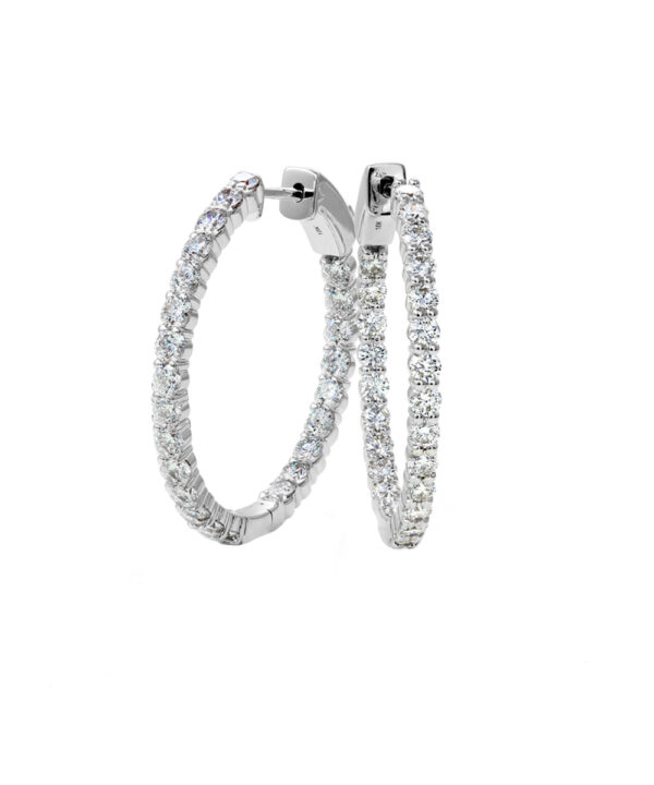 2.14ct Diamond Hoop Earrings – 18ct White Gold