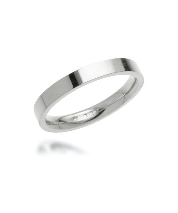 2.5mm Flat Wedding Band – 18ct White Gold - Image 2