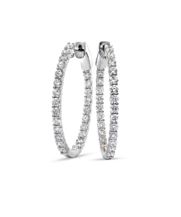 3.90ct Oval Diamond Hoop Earrings – 18ct White Gold