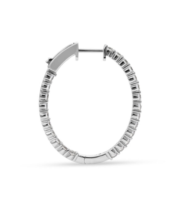 3.90ct Oval Diamond Hoop Earrings – 18ct White Gold - Image 3