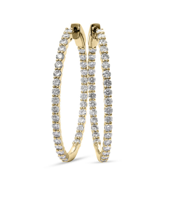 2.91ct Oval Diamond Hoop Earrings – 18ct Yellow Gold