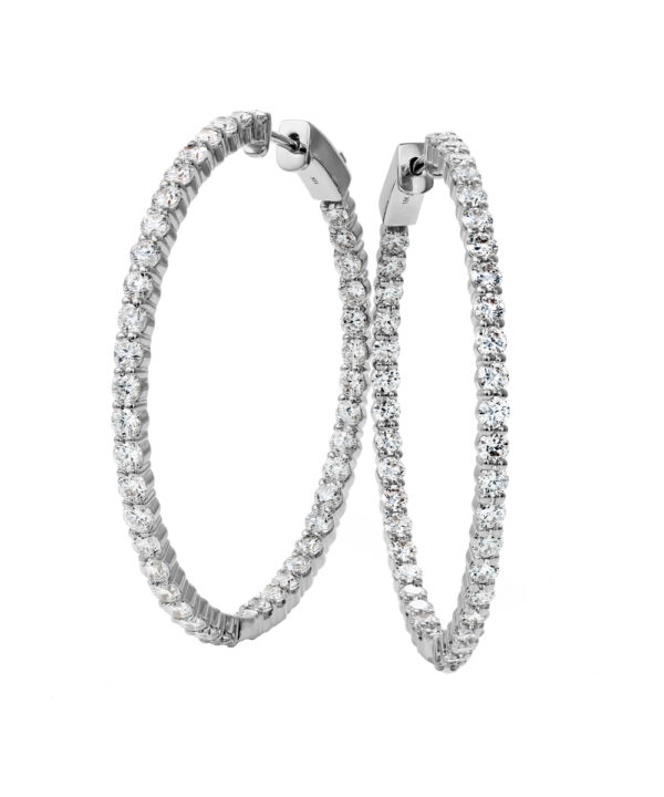 4.00ct Diamond Hoop Earrings – 18ct White Gold