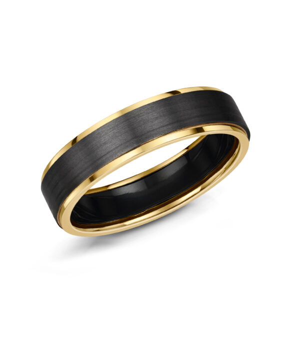 5.5mm Black Zirconium & 18ct Yellow Gold Band