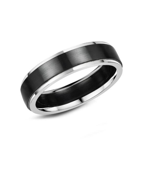 5.5mm Black Zirconium & 9ct White Gold Band