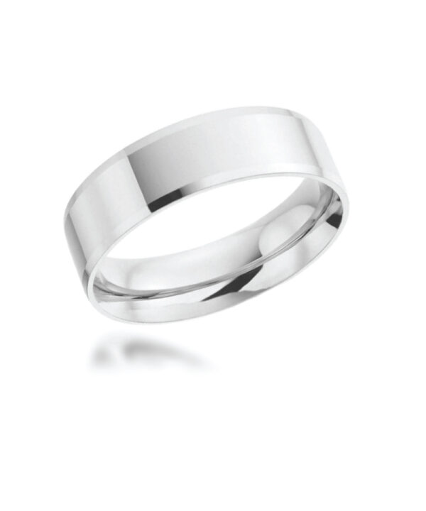 5mm Bevelled Edge Wedding Band – 18ct White Gold - Image 3