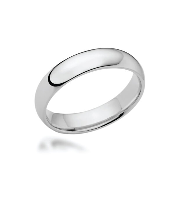 5mm Court Shaped Wedding Band – 18ct White Gold - Image 2