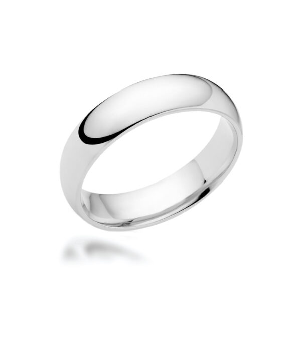 6mm Medium Court Wedding Band – 18ct White Gold - Image 3