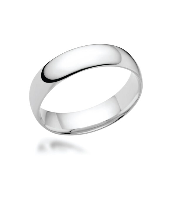 6mm Court Shaped Wedding Band – 18ct White Gold - Image 2