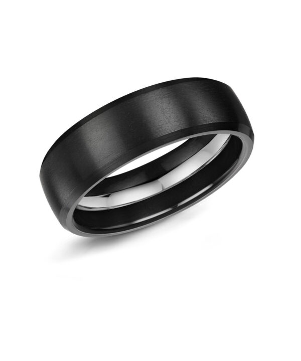 7mm Black Zirconium Band with Bevelled Edges