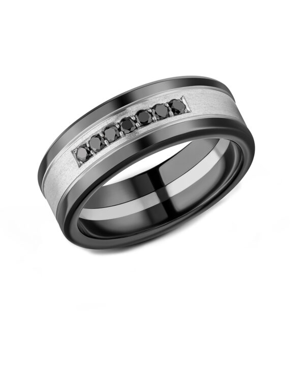 8mm Black Diamond Set Platinum & Zirconium Band