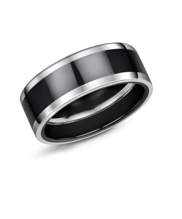 8mm Black Zirconium Band with Edge Detail