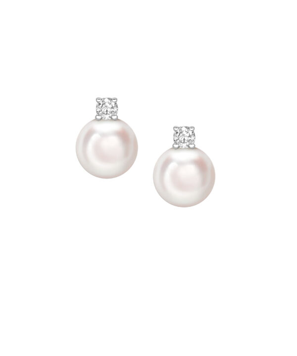 Akoya Pearl & Diamond Stud Earrings