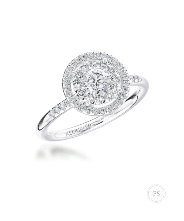 Illusion Set Round Brilliant Diamond Halo Ring - Image 3