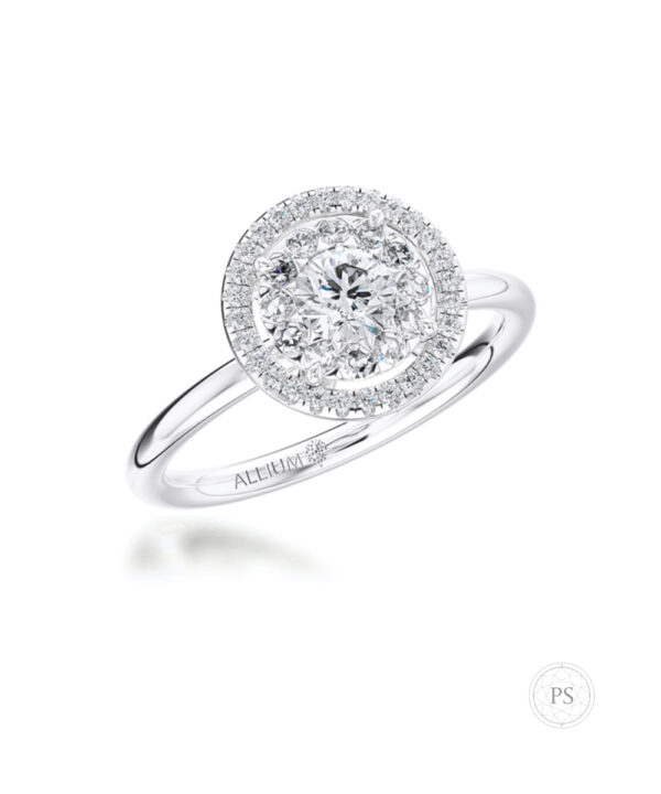 Illusion Set 0.40ct Diamond Halo Dome Ring