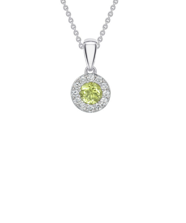 Peridot & Diamond Halo Pendant